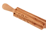 Birch Grove Embossed Rolling Pin, Carved Northern Cardinal on Birch Branch Texture Roller, Clay Stamp, Ceramic Tool, Gift for Cookie Artists