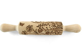 Wild Flowers and Herbs Embossed Rolling Pin, Textured Cookie, Clay Stamp, Pottery Roller, Christmas Gift