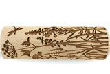 Wild Flowers and Herbs Embossed Rolling Pin, Textured Cookie, Clay Stamp, Pottery Roller, Christmas Gift