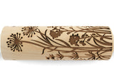 Wild Flowers and Herbs Embossed Rolling Pin, Textured Cookie, Clay Stamp, Pottery Roller, Christmas Gift