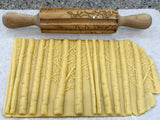 Birch Grove Embossed Rolling Pin, Carved Northern Cardinal on Birch Branch Texture Roller, Clay Stamp, Ceramic Tool, Gift for Cookie Artists