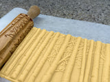 Birch Grove Embossed Rolling Pin, Carved Northern Cardinal on Birch Branch Texture Roller, Clay Stamp, Ceramic Tool, Gift for Cookie Artists