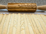 Birch Grove Embossed Rolling Pin, Carved Northern Cardinal on Birch Branch Texture Roller, Clay Stamp, Ceramic Tool, Gift for Cookie Artists