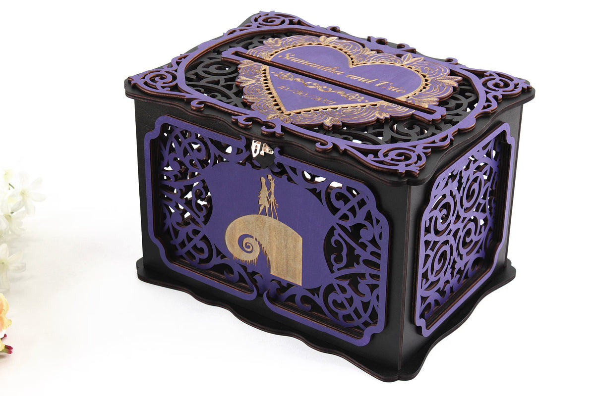 Halloween Wedding Card Box, Gothic Wedding Cards Holder,Jack Sally