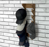 Baseball Cap Rack, Solid Wood Hat Hanger, for Wall, Baseball Cap storage, Hat organizer for 12 Baseball Caps, Gift for Him, Father Day Gift
