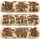 Mushrooms Rolling Pin Embossed Clay Stamp Mold Pottery Roller, Christmas Gift