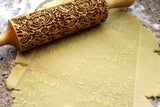 Embossed Rolling Pin, Folk Flowers Cookies or Clay Texture,  Clay Stamp, Pottery Roller
