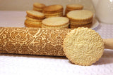 Embossed Rolling Pin, Folk Flowers Cookies or Clay Texture,  Clay Stamp, Pottery Roller