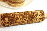 Flowers Embossed Rolling Pin, Valentine's Day,Clay Stamp,Shortbread Sugar Cookie, Christmas Gift