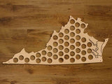Beer Cap Map Virginia USA, Holder, Father's Day Gift  for Him Handmade