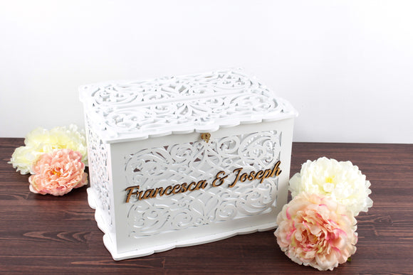 Wedding card box with lock and slot, card holder, wish well box, wedding post