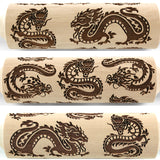 Dragon Embossed Rolling Pin, Clay Stamp, Pottery Roller,Christmas Gift,Textured Cookie