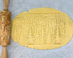 Carved Rolling Pin, Embossed Pine (Fir) Mountain Forest Texture for Clay, Shortbread, Ceramic Tool, Clay Stamp, Gift for the Ceramicist