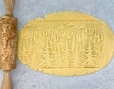 Carved Rolling Pin, Embossed Pine (Fir) Mountain Forest Texture for Clay, Shortbread, Ceramic Tool, Clay Stamp, Gift for the Ceramicist