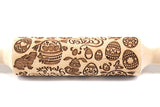 Happy Easter Rolling Pin, Embossed Rabbit Eggs Shortbread Cookies, Christmas Gift, Gingerbread Clay Stamp, Ceramic Tool Roller, Gift for Baking Enthuziast