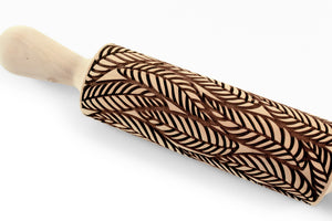 Leaves Embossed Rolling Pin, Clay Stamp, Pottery Roller,Christmas Gift,Textured Cookie