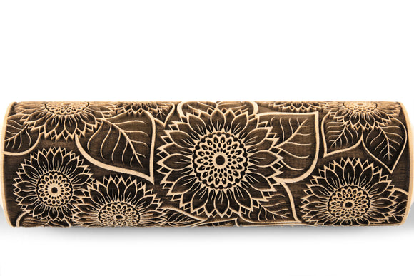 Gerbera Clay Stamp, Embossing Engraved Sunflower Rolling Pin, Texturing Tool for Polimer Clay, Embossed Cookies, Pottery, Gift for Daughter