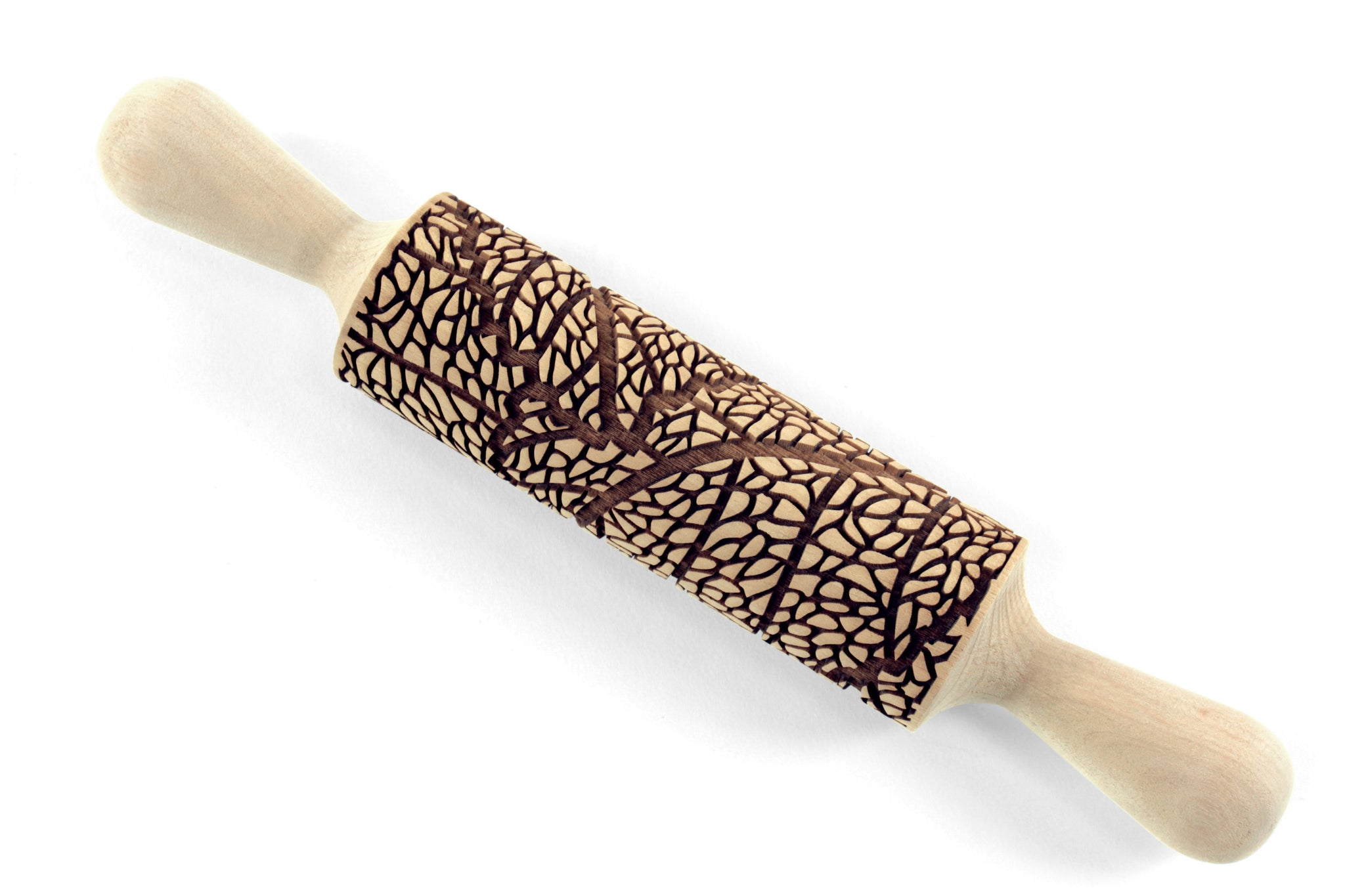 Leaf Skeleton Embossed Rolling Pin, Clay Stamp, Pottery Roller