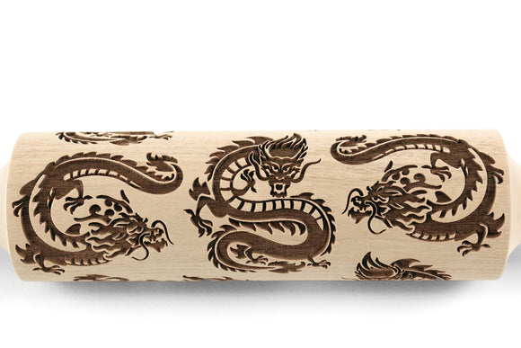 Dragon Embossed Rolling Pin, Clay Stamp, Pottery Roller,Christmas Gift,Textured Cookie