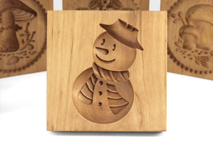 Cookie Mold, Snowman Springerle Mold, Xmas Cookie Cutter, Gingerbread, Speculaas, Shortbread Cookie Embosser, Clay Mold, Christmas Gift