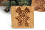 Cookie Wooden Windmill Mold, Springerle Mold, Xmas Cookie Cutter, Cookie Embosser, Gingerbread, Speculaas, Clay Mold, Christmas Gift