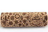 Merry Christmas Engraved Rolling Pin Embossed , Snowflake, Pattern Santa Claus, Reindeer Cookie