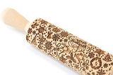 Merry Christmas Engraved Rolling Pin Embossed , Snowflake, Pattern Santa Claus, Reindeer Cookie