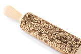 Merry Christmas Engraved Rolling Pin Embossed , Snowflake, Pattern Santa Claus, Reindeer Cookie