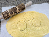 Embossed Mushrooms Rolling Pin, Sugar Cookie and Springerle Mold, Textured Clay Roller, Pottery Tool, Ceramic Stamp, Mother's Day gift