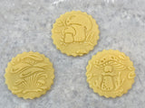 Embossed Mushrooms Rolling Pin, Sugar Cookie and Springerle Mold, Textured Clay Roller, Pottery Tool, Ceramic Stamp, Mother's Day gift