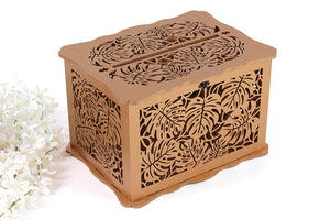 Wedding Card Box, Monstera Leaves, Wedding Reception Monetary, Handmade Gifts