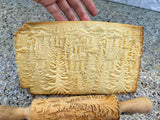 Carved Rolling Pin, Embossed Pine (Fir) Mountain Forest Texture for Clay, Shortbread, Ceramic Tool, Clay Stamp, Gift for the Ceramicist