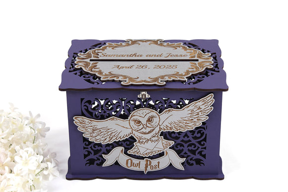 Owl Post Wedding Card Box, Fantasy Themed Wedding Post, 15-th Birthday Party, Quinceanera Money Box with Lock, Wedding Gift