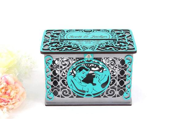 Cinderella Wedding Card Box Wedding Money Box, With Lock and Slot, Wedding Card Holder, Money Envelope Box Wedding Decor, Wedding Gift, Handmade Gifts