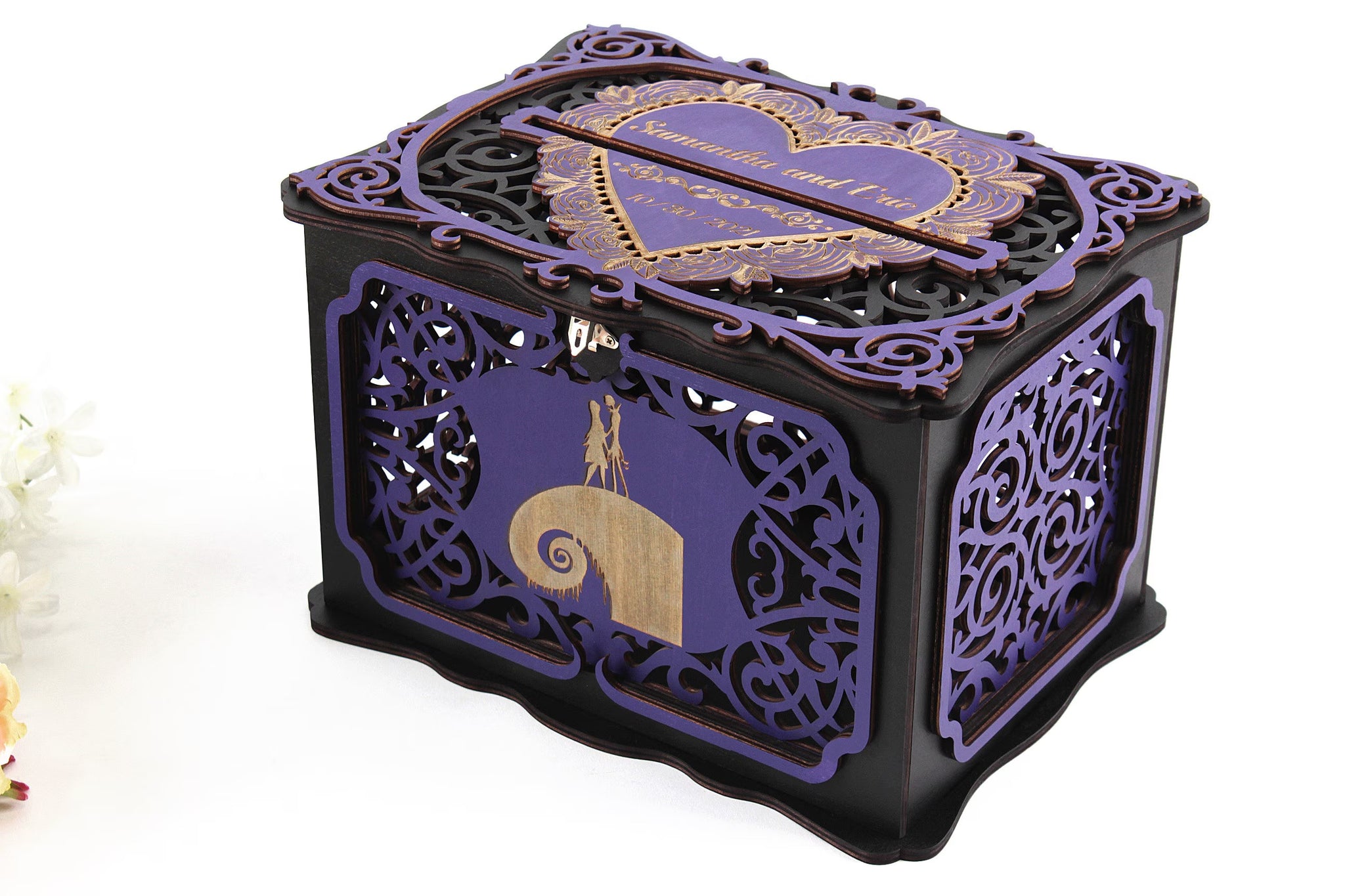 Halloween Wedding Card Box, Gothic Wedding Cards Holder,Jack Sally