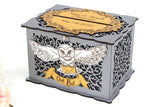 Wedding Advice Card Box Wedding Post Box Owl Well Wishes Box for Money Gift Wedding Reception, Graduation Box Sweet 16 Quinceanera, Wedding Gift