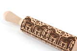 Dala Horse Embossed Rolling Pin,  Clay Stamp, Textured Cookies, Gift