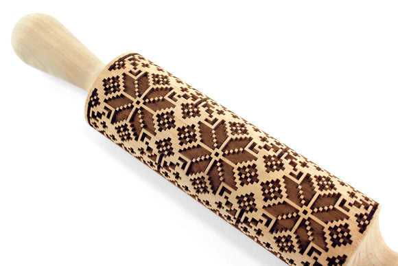 Ukrainian Embossed Rolling Pin, Baking Gift, Christmas Gift, Textured Cookie, Shortbread Sugar Cookie, Clay Stamp, Pottery Roller