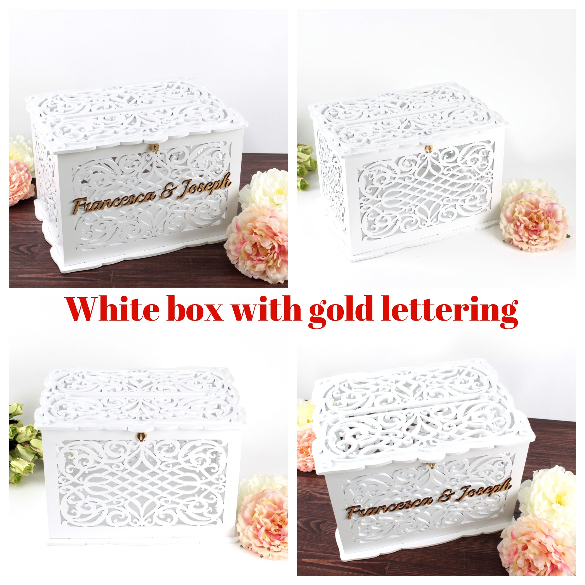 Wedding Card Box in Ancient Gold BIG SIZE-Large Keepsake Box-Lockable Wedding money box-Antique gold card money holder-Wedding Gift discount box