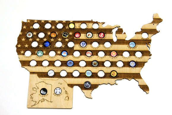 USA 50 States Beer Cap Map, Holder, Christmas Gift for Him handmade