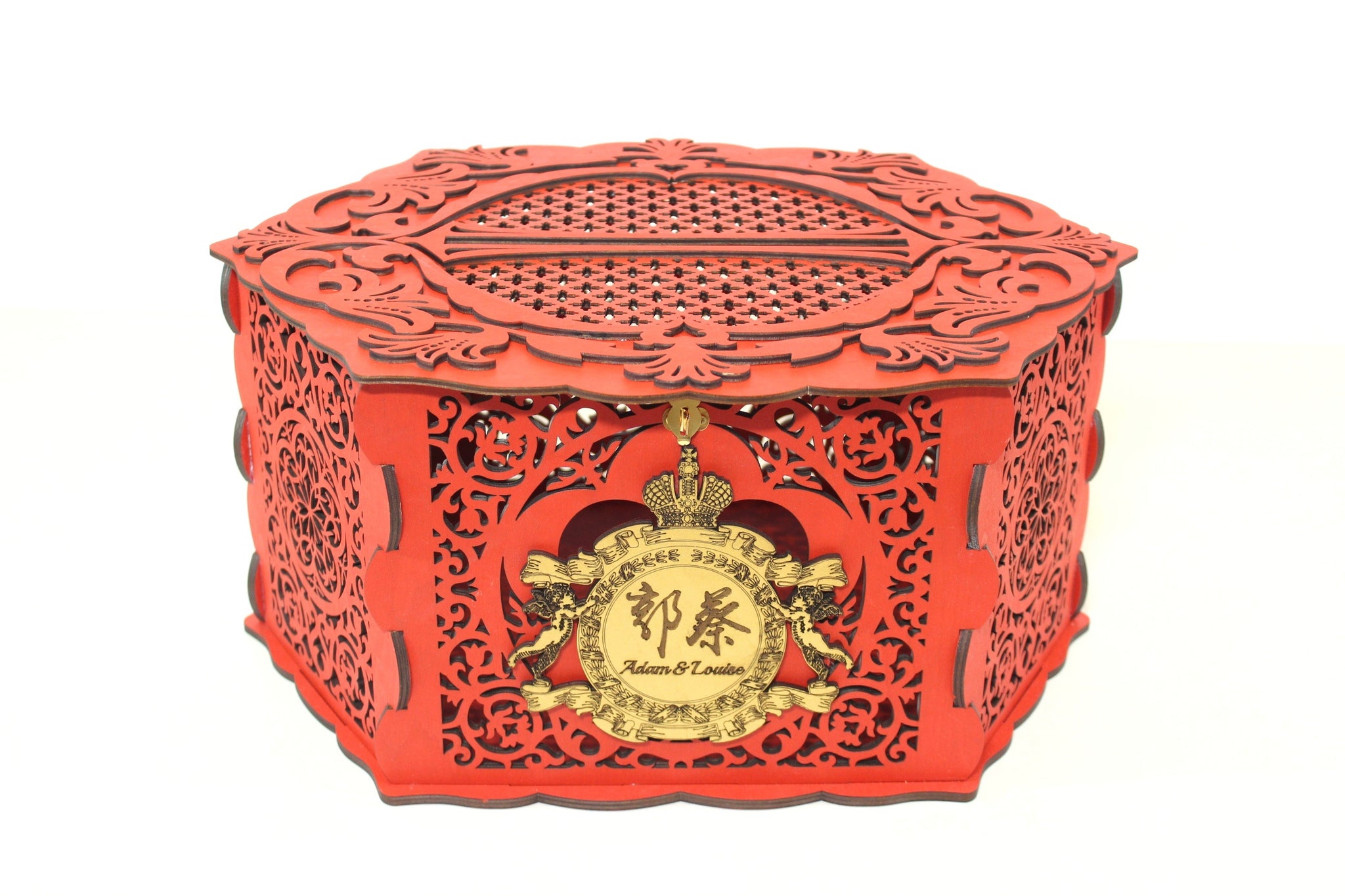 Wedding Card Box Elegant With Lock and Slot, Money Gifts Box Handmade –  Diamond Wood WCG