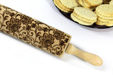 Flowers Embossed Rolling Pin, Valentine's Day,Clay Stamp,Shortbread Sugar Cookie, Christmas Gift