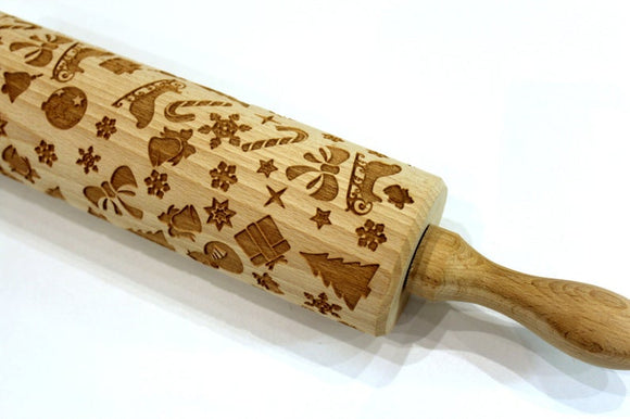 christmas patterned rolling pin