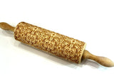 Engraved Embossed Rolling Pin Flowers Swirls,Textured Cookie, Clay Stamp, Pottery Roller, Christmas Gift