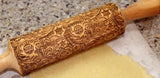 Frosty Flowers Embossing Rolling Pin, Christmas Gift,  Textured Cookie, Clay Stamp, Pottery Roller