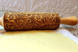 Frosty Flowers Embossing Rolling Pin, Christmas Gift,  Textured Cookie, Clay Stamp, Pottery Roller