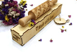 Frosty Flowers Embossing Rolling Pin, Christmas Gift,  Textured Cookie, Clay Stamp, Pottery Roller