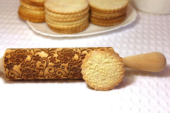 Embossed Rolling Pin Pattern Swirles, Christmas Gift For Her