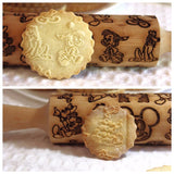 Rolling Pin Embossing engraved Cartoon Mouse kids baking,Clay Stamp, Baking Gift, Shortbread Sugar Cookie,Christmas Gift