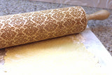 Embossed Rolling Pin, Damask Romantic Clay Stamp, Pottery, Textured Cookie